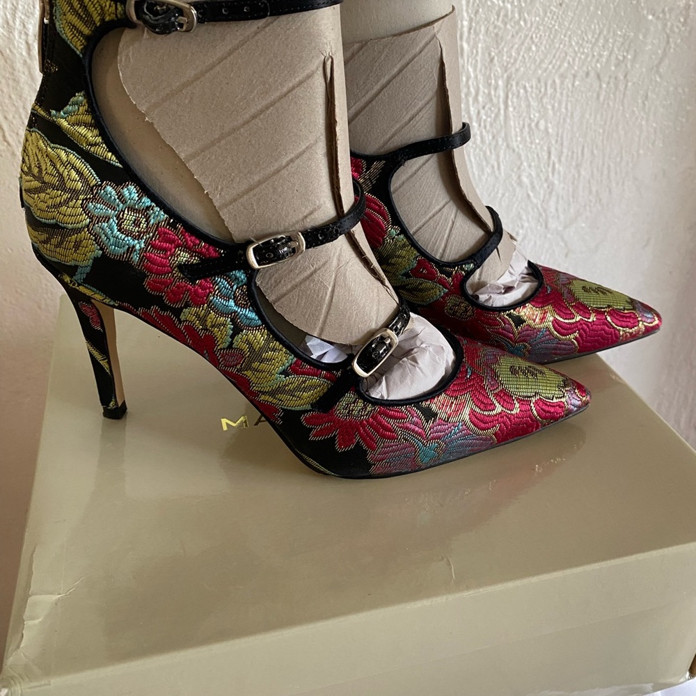 Stunning Marc Fisher Multicolor Embroidered  Heels